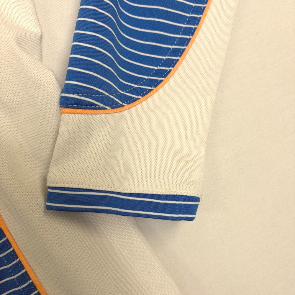 Peter Millar Womens M Blue Striped Quarter Zip Golf Pullover Polyester SPF - Picture 4 of 10